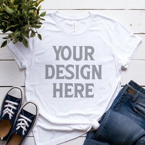Bella Canvas 3001 Mockup, White Bella Canvas 3001 Flat Lay Mockup, White Bella Canvas 3001 Mockup, Unisex Tee Mockup, Bella Canvas Mockup