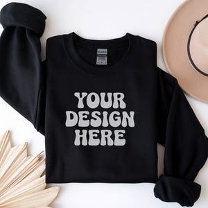 Gildan 18000 Mockup, Black 18000 Gildan Mockup, Folded Gildan 18000 Mockup, Sweatshirt Mockup, Gildan 18000 Flat Lay Crewneck Mockups