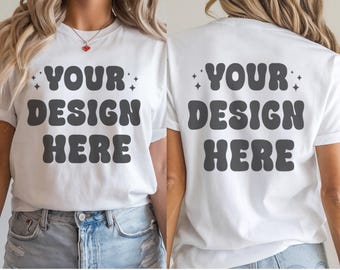 Bella Canvas 3001 Front and Back Mockup, White Bella Canvas 3001 Mockup, Dual View White Tee Mockup, Comfort Fit, Front Back View Mockup