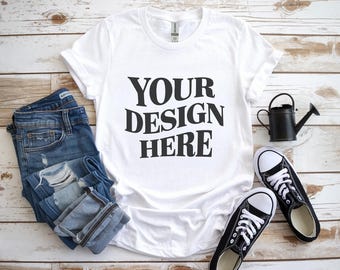 Gildan 64000 Mockup, Gildan 64000 White Mockup, T-Shirt Mock Up, White Shirt Mockup, Modern Mockups, Gildan 64000 Flat Lay Mockups
