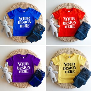 Showcase your designs with this premium Bella Canvas 3001T kids mockup bundle, featuring 16 high-resolution flat lay mockups in a wide range of colors. These mockups are perfect for designers, Etsy sellers, and print-on-demand (POD) businesses looking to professionally present their youth apparel designs. Each flat lay mockup displays the Bella Canvas 3001T toddler/youth tee in a clear, minimalistic overhead style, allowing your design to be the focus. These are JPG-only files.