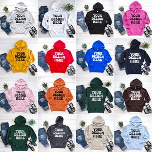 Gildan 18500 Hoodie Mockup Bundle | Flat Lay Gildan 18500 Hoodie Mockup Bundle| G185 Hooded Sweatshirt Mockup | G18500 Hoodie Mockup Bundle