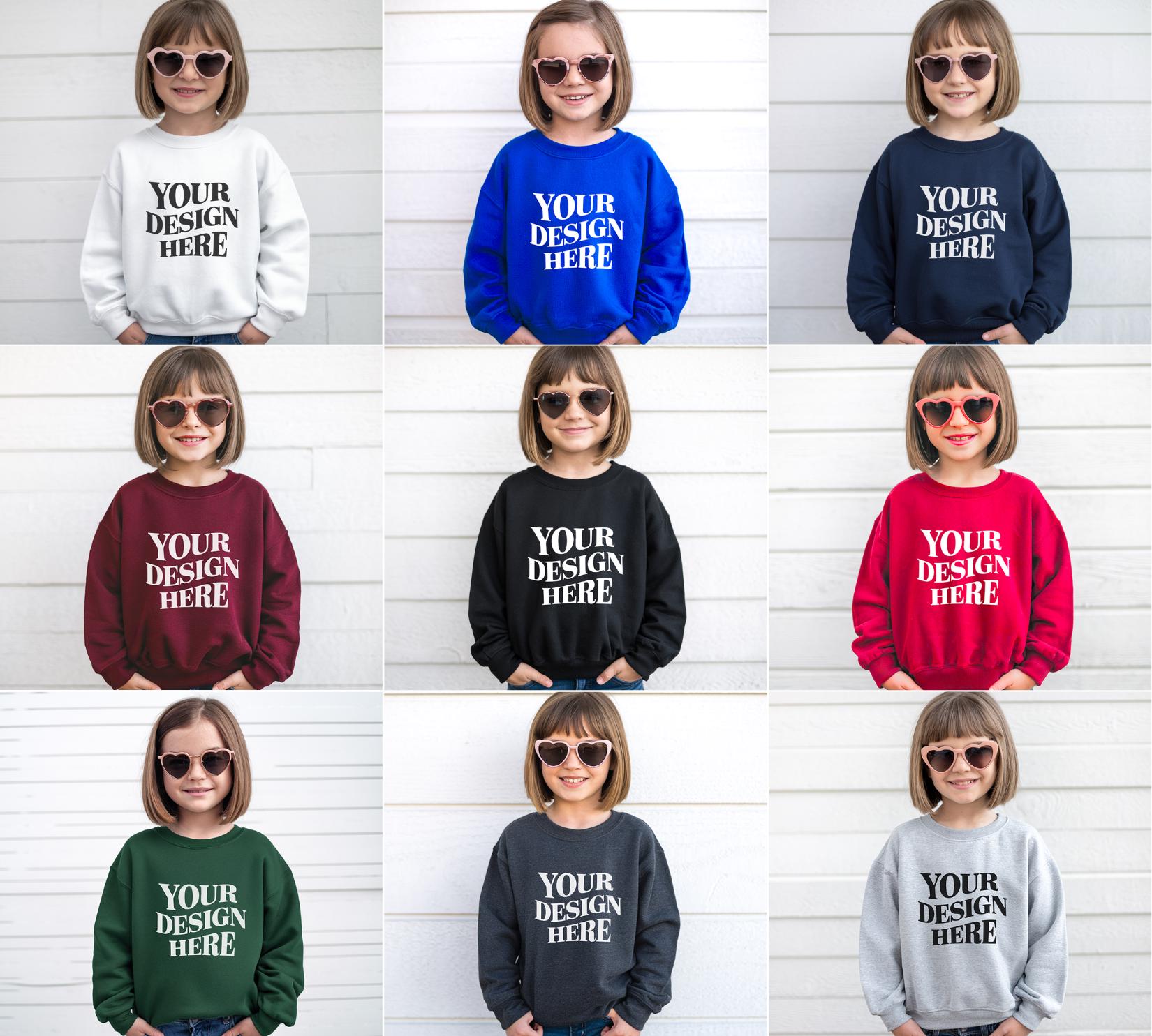 Gildan 18000B Youth Sweatshirt Mockup Bundle, Kids Gildan 18000B Mockup, Gildan 18000B Model Mockup, Gildan 18000b Model Mockup, Kids Mockup