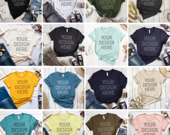 Bella Canvas 3001 Mockup Bundle, Bella Canvas 3001 Flat Lay Mockup, Bella Canvas 3001 T-Shirt Mockup, Unisex Tee Mockup, Bella Canvas Mockup