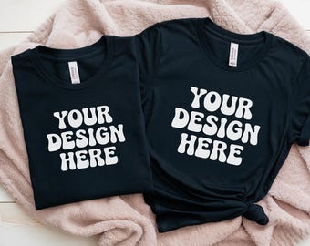 Bella Canvas 3001 Matching Shirt Mockup, Folded Black Bella Canvas 3001, Matching Family Shirt Mockup, Bella Canvas 3001 Family Mockup