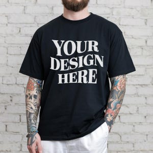 Bella Canvas 3001 Mockup, Black Bella Canvas 3001 Shirt Mockup, Bella Canvas 3001 Man Model Mockup, Real Model Bella Canvas 3001 Mockup