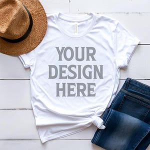 Bella Canvas 3001 Mockup, White Bella Canvas 3001 Flat Lay Mockup, White Bella Canvas 3001 Mockup, Unisex Tee Mockup, Bella Canvas Mockup