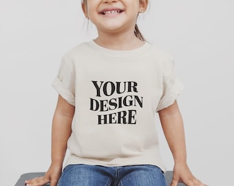 Maquettes en toile Bella naturelle 3001T, maquette pour enfants en toile Bella, maquette de t-shirt pour enfants en toile Bella 3001T, maquette de chemise pour tout-petits en toile Bella 3001T