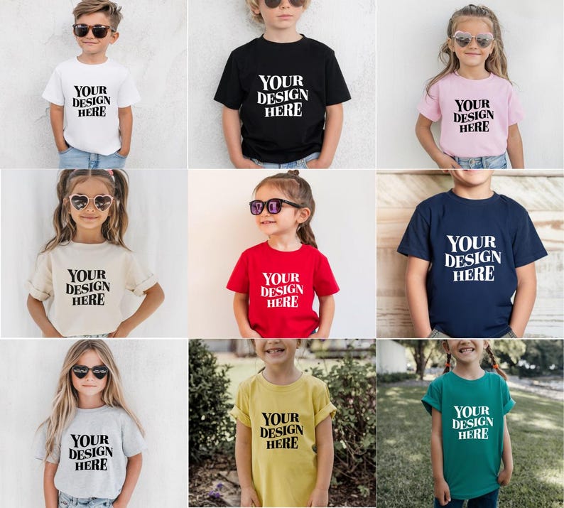Showcase your designs with this premium Bella Canvas 3001T kids mockup bundle, featuring 18 high-resolution flat lay mockups in a wide range of colors. These mockups are perfect for designers, Etsy sellers, and print-on-demand (POD) businesses looking to professionally present their youth apparel designs. Each flat lay mockup displays the Bella Canvas 3001T toddler/youth tee in a clear, minimalistic overhead style, allowing your design to be the focus. These are JPG-only files.