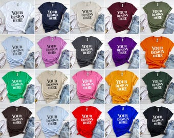 29X Gildan 64000 Mockup Bundle, Gildan 64000 Flat Lay Mockups, Gildan 64000 Tshirt Flat Lay Mockup Bundle, G640 Flatlay Mock-up Bundle