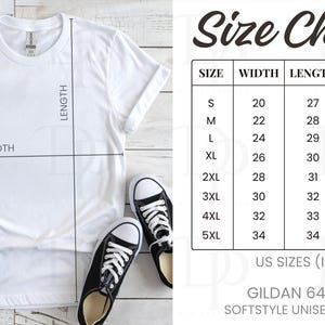 Gildan 64000 Size Chart Mockup| Gildan 64000 Size Chart | G640 Size Chart |Softstyle Gildan 64000 Size Chart Mockup| Gildan 64000 Size Guide