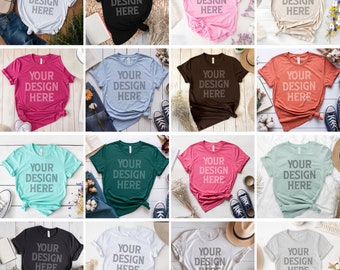 Bella Canvas 3001 Mockup Bundle, Bella Canvas 3001 Flat Lay Mockup, Bella Canvas 3001 T-Shirt Mockup, Unisex Tee Mockup, Bella Canvas Mockup