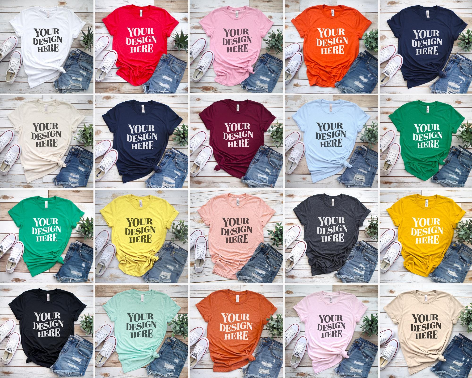 Bella Canvas 3001 Bundle Mockup, Bella Canvas 3001 Flat Lay Mockup, Bella Canvas 3001 shirt mockup Bundle, premium Bella Canvas 3001 Mockups