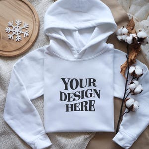 White Folded Gildan 18500 Hoodie Mockup | Flat Lay Gildan 18500 Hoodie Mockup | Hooded Sweatshirt Mockup | G185 Hooded Sweatshirt Mockup