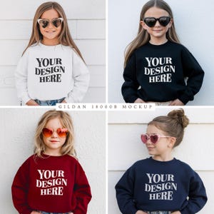 Gildan 18000B-modelbundel jeugdsweater, Gildan 18000B-mockup voor kinderen, Gildan 18000B-modelmodel, Gildan 18000b-modelmodel, kindermodel