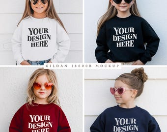 Gildan 18000B Youth Sweatshirt Mockup Bundle, Kids Gildan 18000B Mockup, Gildan 18000B Model Mockup, Gildan 18000b Model Mockup, Kids Mockup