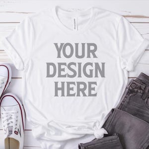 Bella Canvas 3001 Mockup, White Bella Canvas 3001 Flat Lay Mockup, White Bella Canvas 3001 Mockup, Unisex Tee Mockup, Bella Canvas Mockup