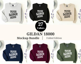 Gildan 18000 Mockup Bundle, Folded Flat Lay Gildan 18000 Mockup, Gildan Sweatshirt Mockup, Gildan 18000, folded Gildan Sweatshirt Mockups