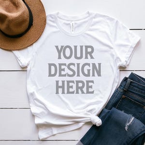 Bella Canvas 3001 Mockup, White Bella Canvas 3001 Flat Lay Mockup, White Bella Canvas 3001 Mockup, Unisex Tee Mockup, Bella Canvas Mockup