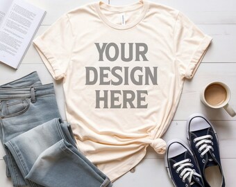 Bella Canvas 3001 Mockup, Soft Cream Bella Canvas 3001 Flat Lay Mockup, Flat Lay Bella Canvas 3001 Mockup, Soft Bella Canvas 3001 Mockups