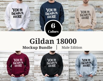 Gildan 18000 Mockup Bundle, Gildan 18000 Sweater Mockups, Model Gildan 18000 Bundle, Gildan Sweater 18000 Mockup, Gildan 18000 Male Mockup
