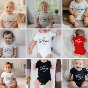 Baby Bodysuit Mockup, Bodysuit Mockup, Bella Canvas 100B Mockup, Baby Mockup, Pacchetto di mockup di tutine, Baby Bodysuit Mockup, Baby Mockup