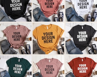 Bella Canvas 3001 Mockup Bundle: Unisex T-Shirt Flat Lay (Digital Download)