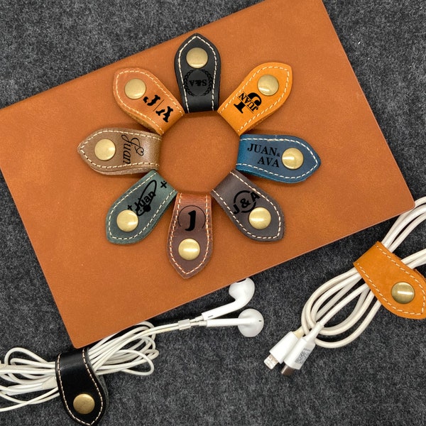 Custom Leather Cord Winder, Cord Organizer, Earphone Holder, Wrap Winder, Cord Manager, Cord Keeper, Cable Winder, Cord Holder