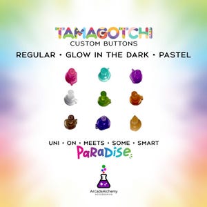 Boutons Tamagotchi - Réguliers • phosphorescents dans le noir • Pastel