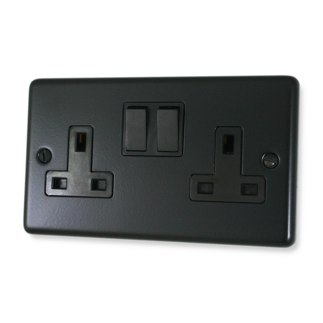 Matt Black Double Socket (black Switch) - Etsy