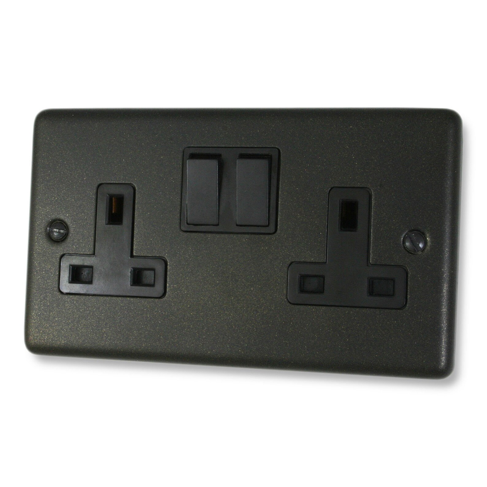 Plug Sockets Graphite Contour Graphite Double Socket (black Plastic Switches) - Etsy UK