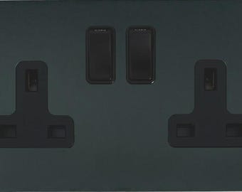 Flat Black Bronze 2 Gang Socket
