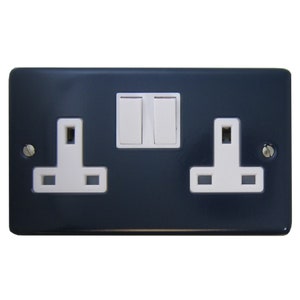 Blue Double Socket (White Switches)