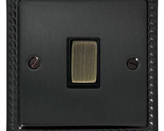 Georgian Black Bronze Light Switch (1 Gang/Antique Brass Switch)