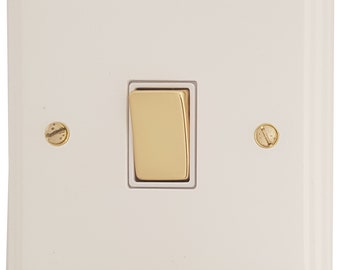 Victorian White Light Switch (1 Gang/White Insert/Polished Brass Switch)