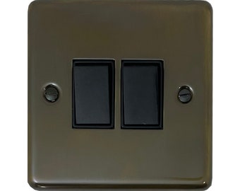 Contour Medium Bronze Light Switch (2 Gang)