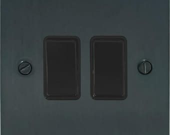 Flat Black Bronze 2 Gang Switch