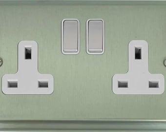 Deco Satin Nickel 2 Gang Socket