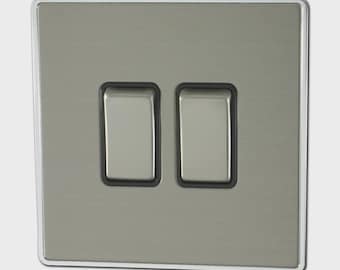 Lexus Brushed Steel 2 Gang Switch