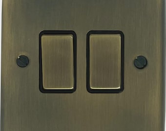 Contour Antique Brass 2 Gang Switch (Brass Switches)