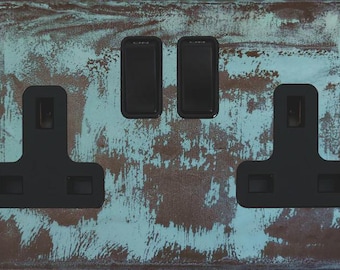 Flat Verdigris 2 Gang Socket