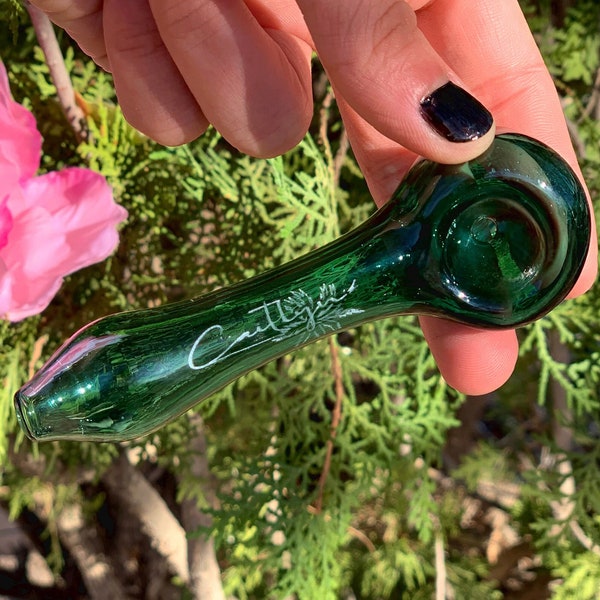 Personalized Glass Pipe by IdolHands - Handmade Colorful Smoking Gift - Custom Handblown Spoon Tobacco Pipe - Picture + Text Customization