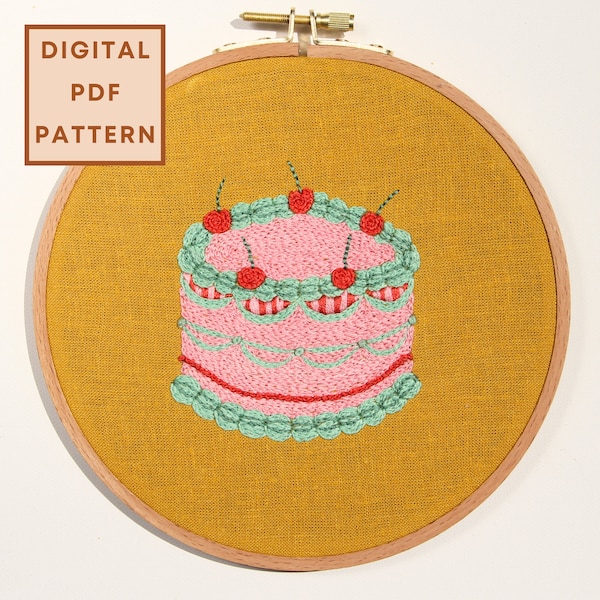 Fancy Cake Embroidery Pattern | Digital Download | Embroidery Pattern PDF | Embroidery DIY Project | Instant Download