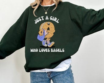 Retro Bagel Sweatshirt Bagel Merch Bagels Crewneck Bagel Lover Gift Bagels Shirt Foodie Sweater Everything Bagel Sweatshirt Bread Baker Gift