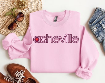 Asheville North Carolina Sweatshirt, Asheville Vacation Sweatshirt, Vacation to NC, City Sweatshirt, Love Blue Mountains, Love Pink