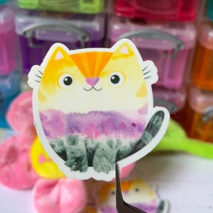 Non-Binary Pride Cat sticker.