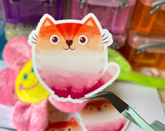 Lesbian Pride Cat Sticker | LGBTQ Laminated Vinyl Decal