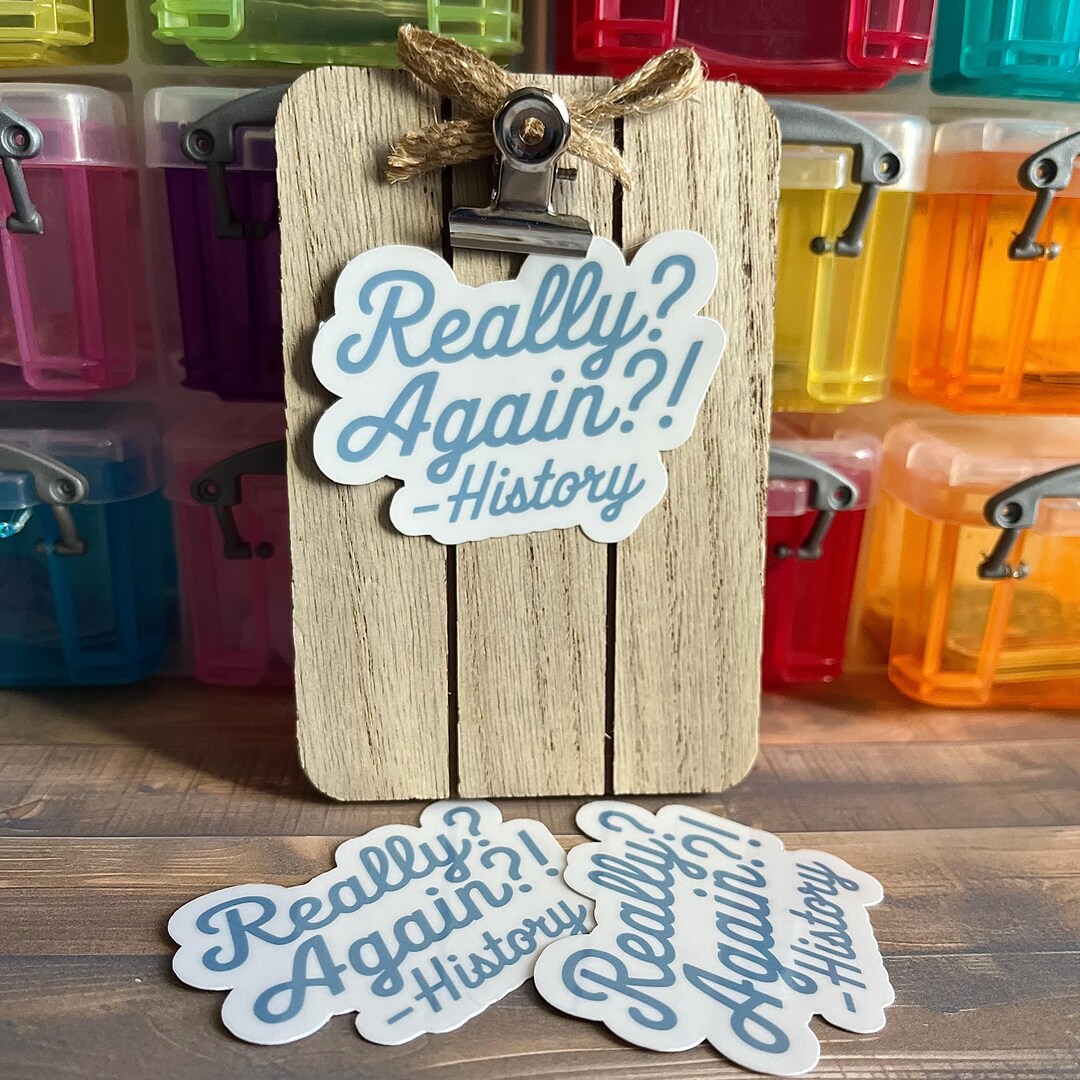 Really Again?! History Sticker, Dark Humor Die Cut Vinyl Sticker - Etsy