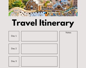 Planificador de viajes de Barcelona imprimible