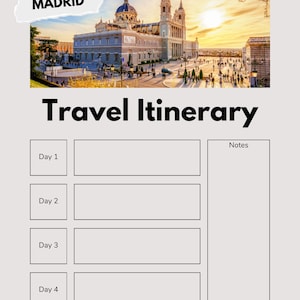 Afdrukbare Madrid Spanje reisplanner